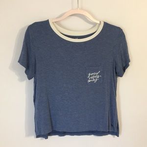 Good vibes only blue crop top